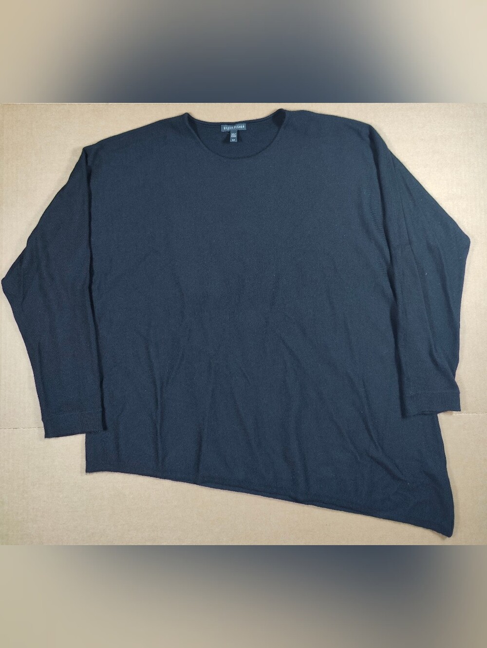 Eileen Fisher Black 100% Cashmere Oversized Asymmetrical Sweater Size S